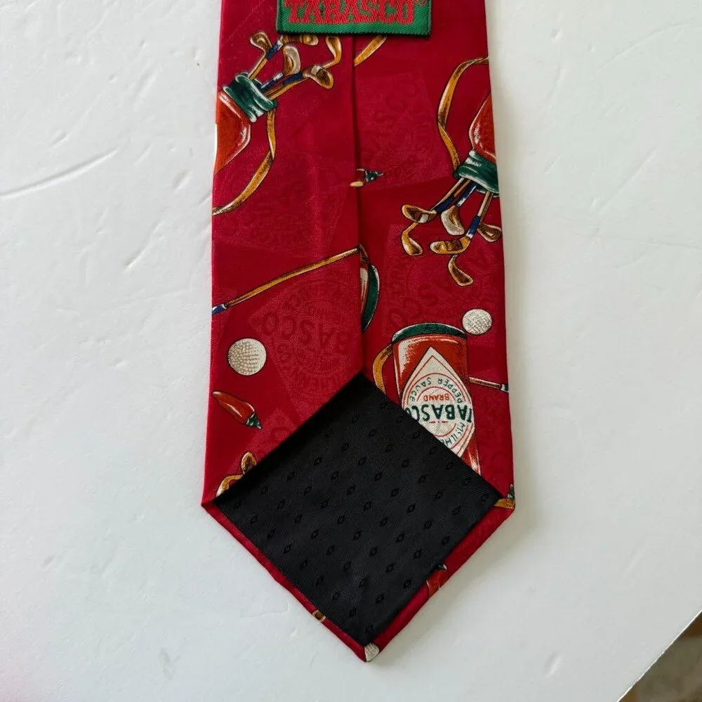 Tabasco Golf-Themed Red Necktie With Bottle Club Made In USA